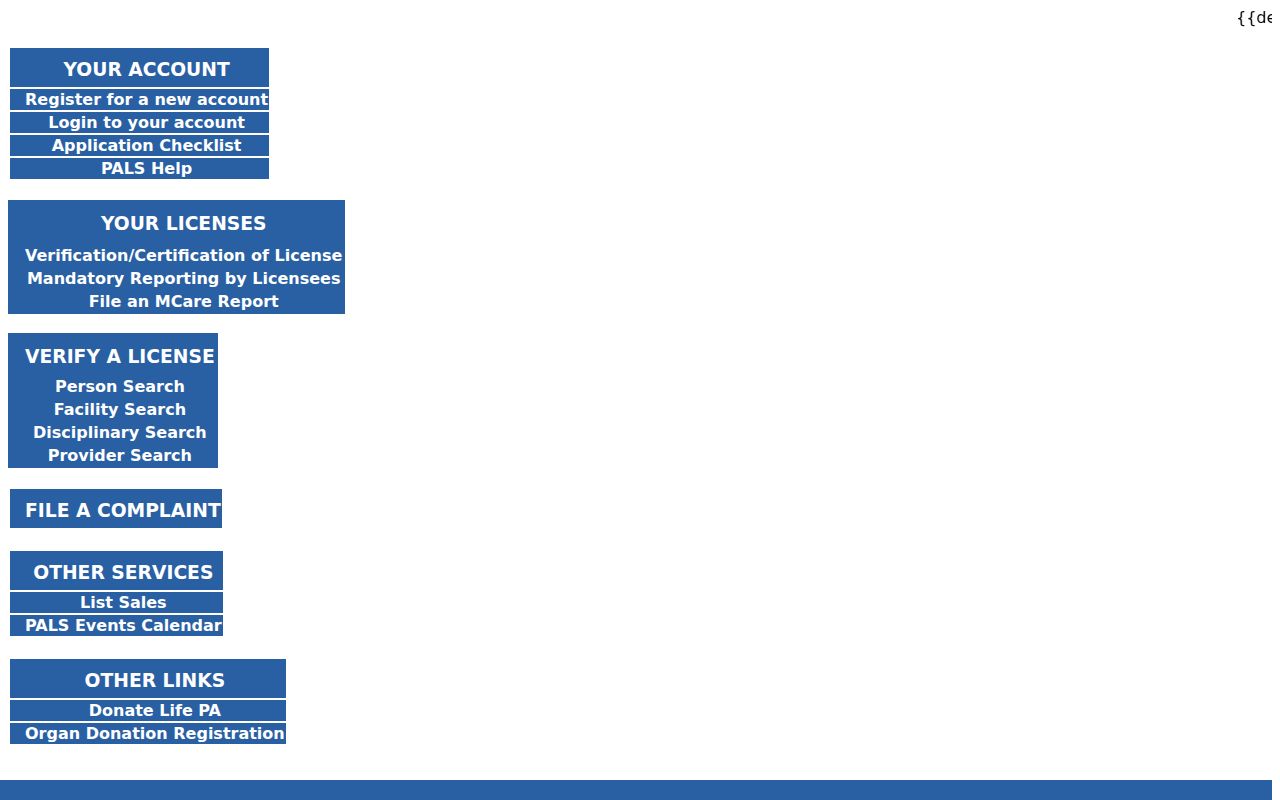 Palmer Township residents directory Pennsylvania licensing system search screen