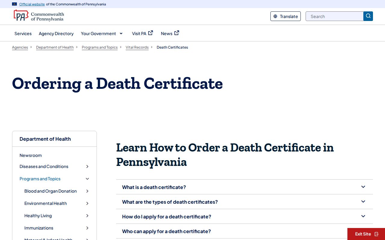 Palmer Township residents directory Pennsylvania death certificate information