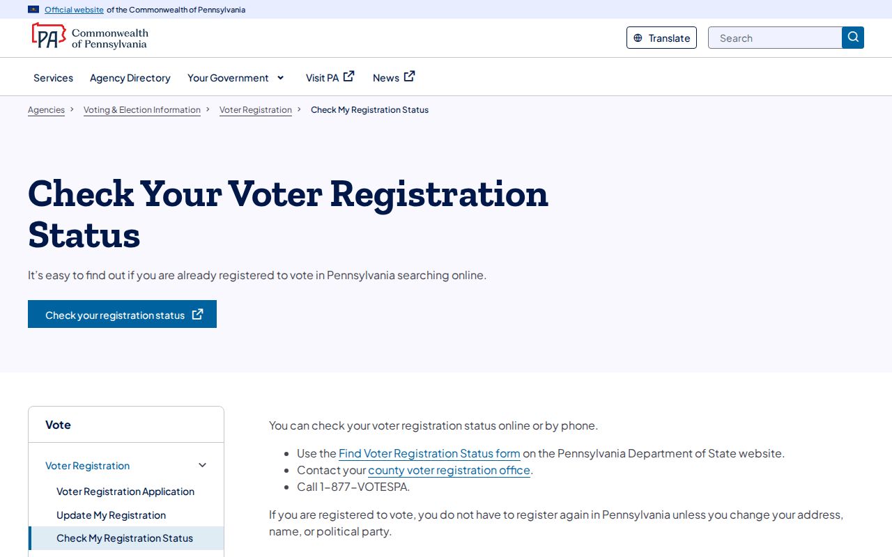 Palmer Township residents directory voter status guidance