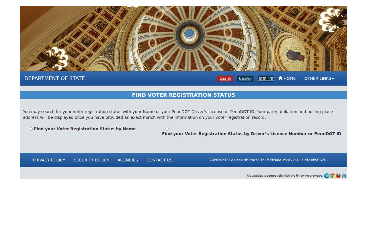 Palmer Township residents directory Pennsylvania voter registration status screen