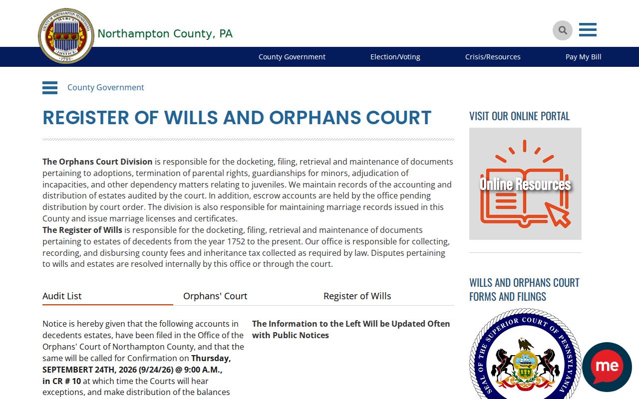 Palmer Township previous residents probate research at Northampton Register of Wills