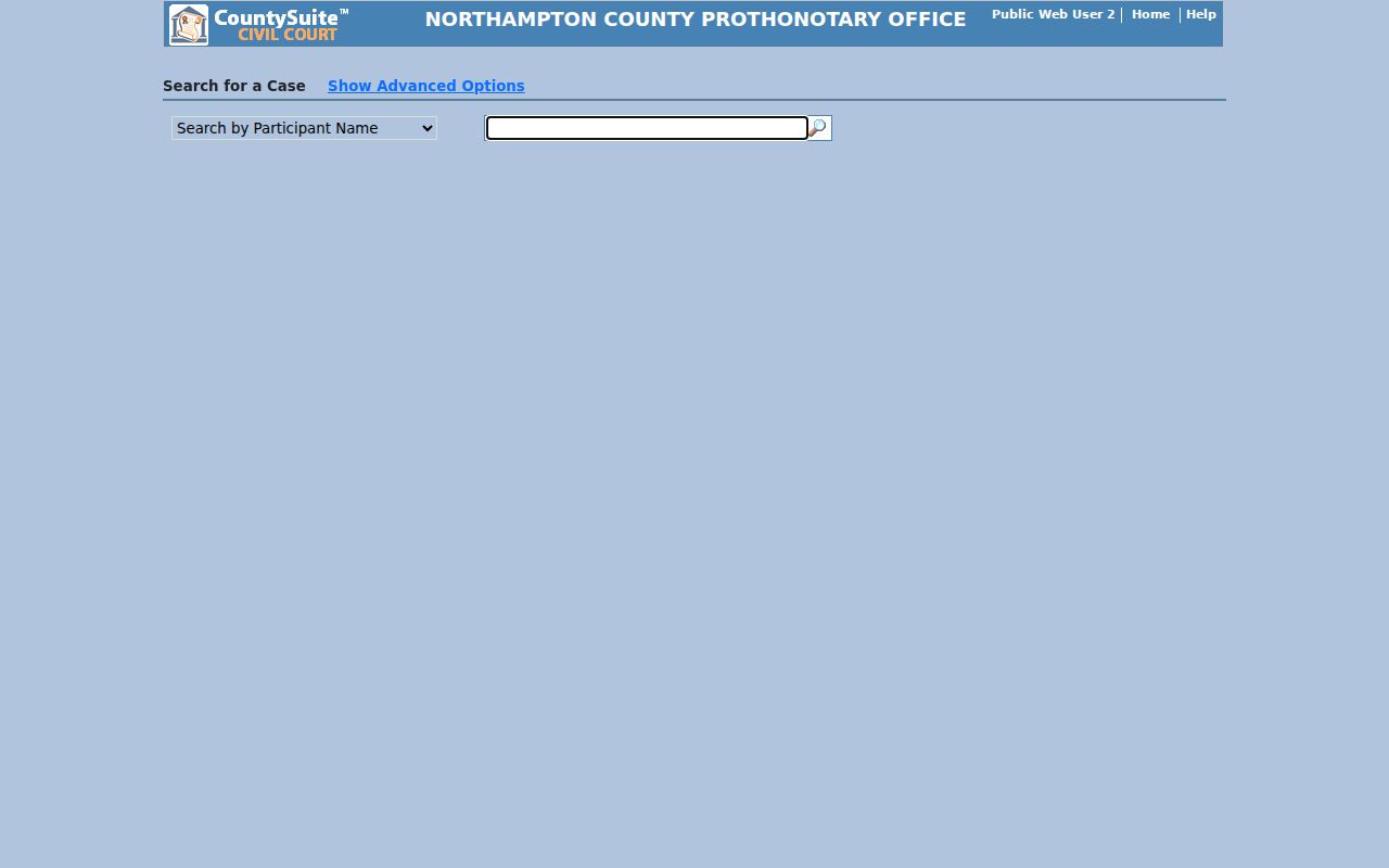 Palmer Township resident lookup CountySuite Civil Public search screen