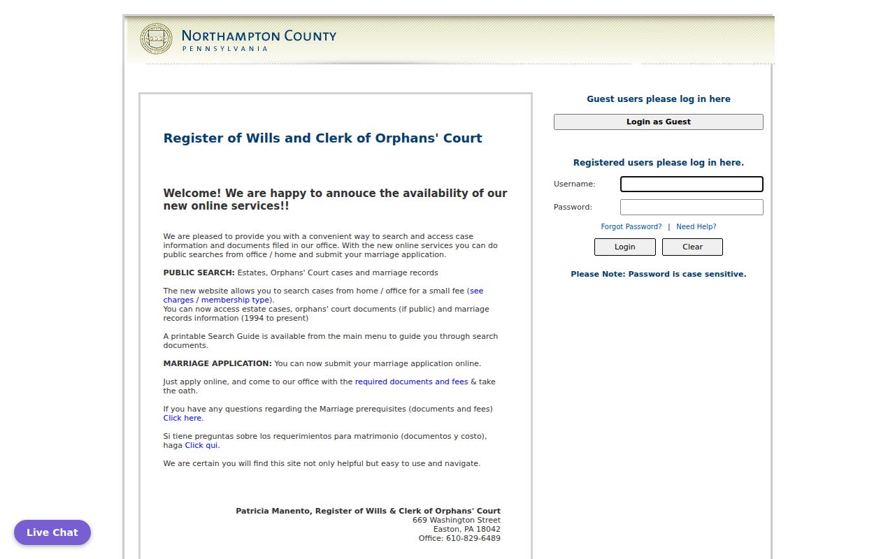 Palmer Township resident lookup Northampton Wills and Orphans portal