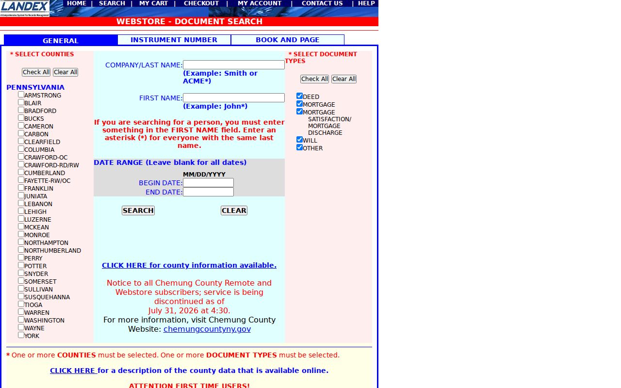 Palmer Township street directory LANDEX recorded deed search